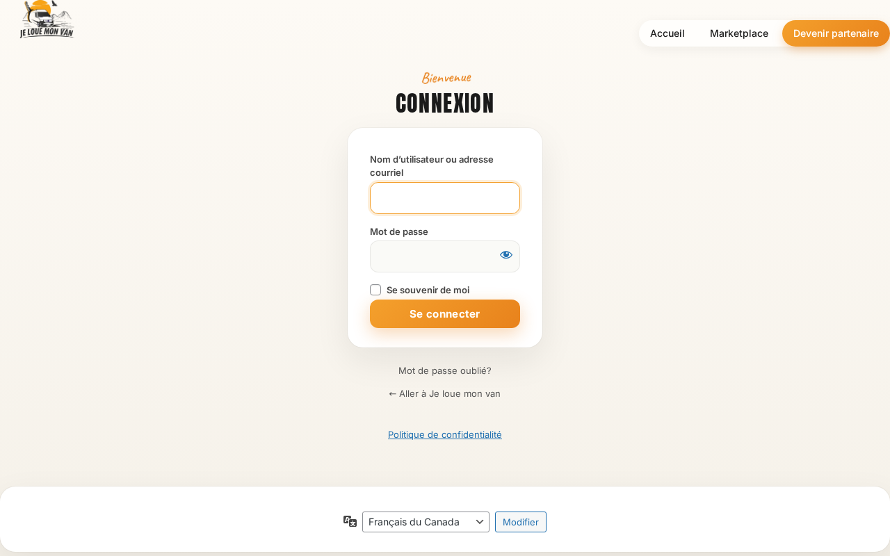 Écran de connexion desktop