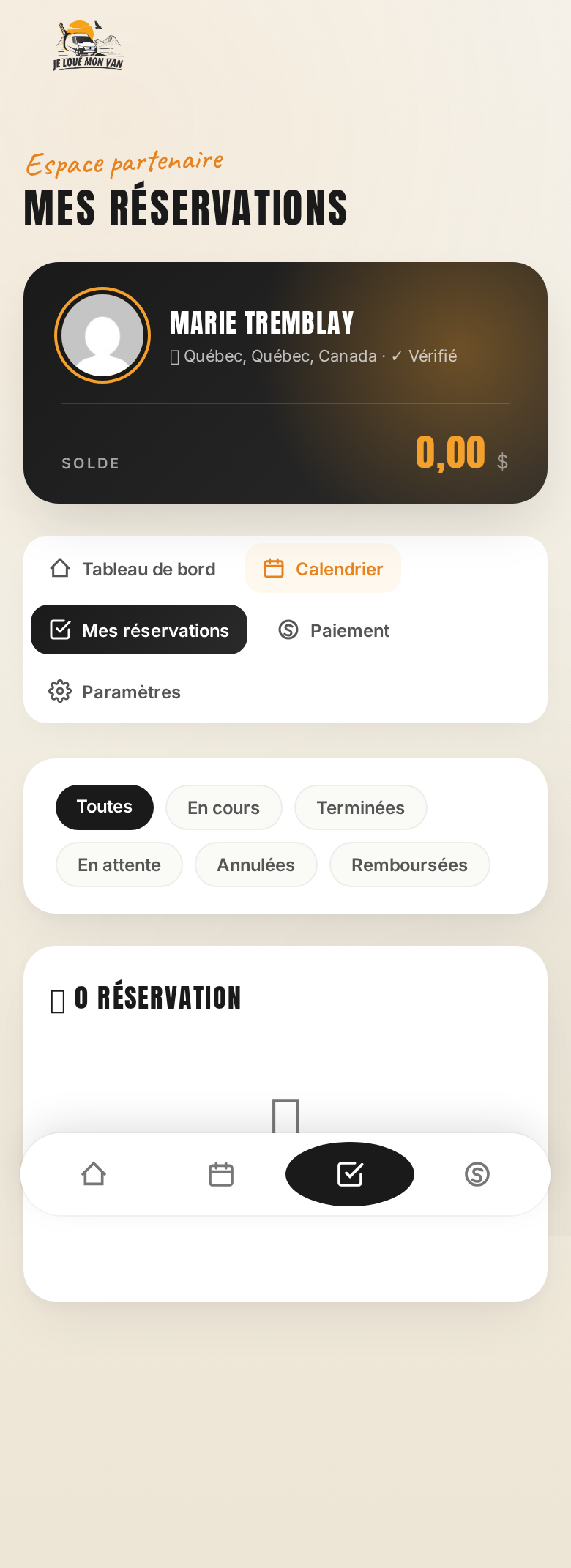 Mes réservations mobile